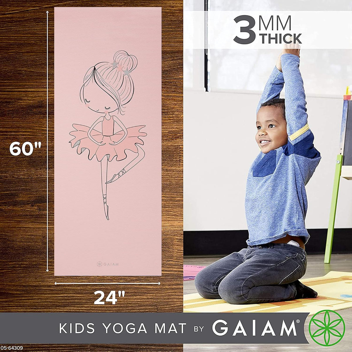 Kids Printed Yoga Mat, Non-Toxic, Fun Design, 3mm