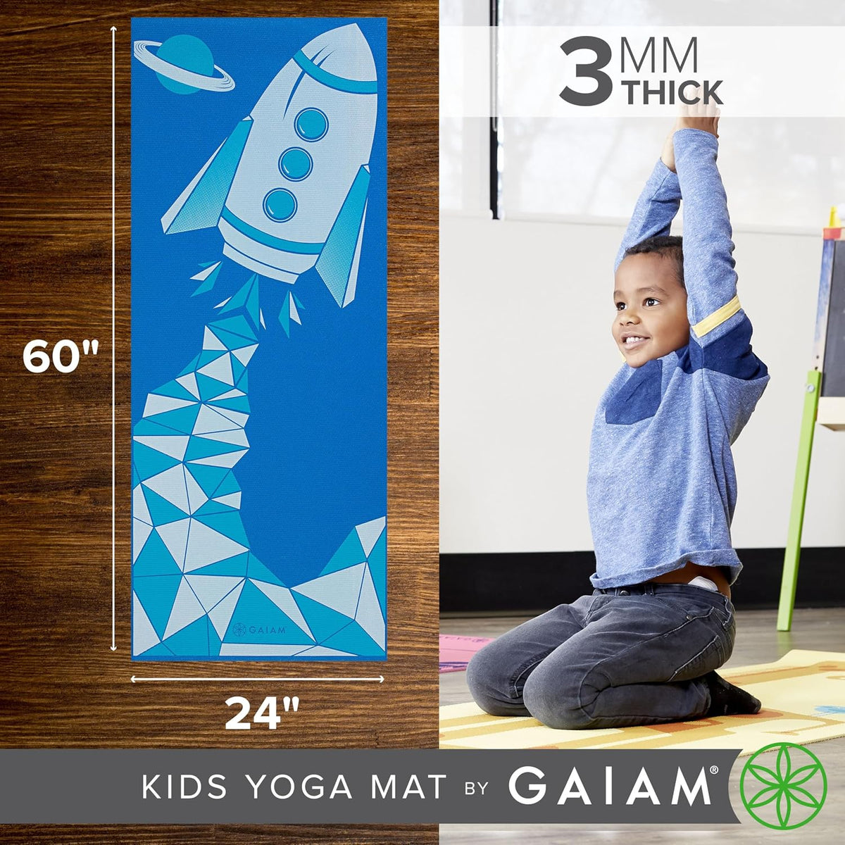 Kids Printed Yoga Mat, Non-Toxic, Fun Design, 3mm