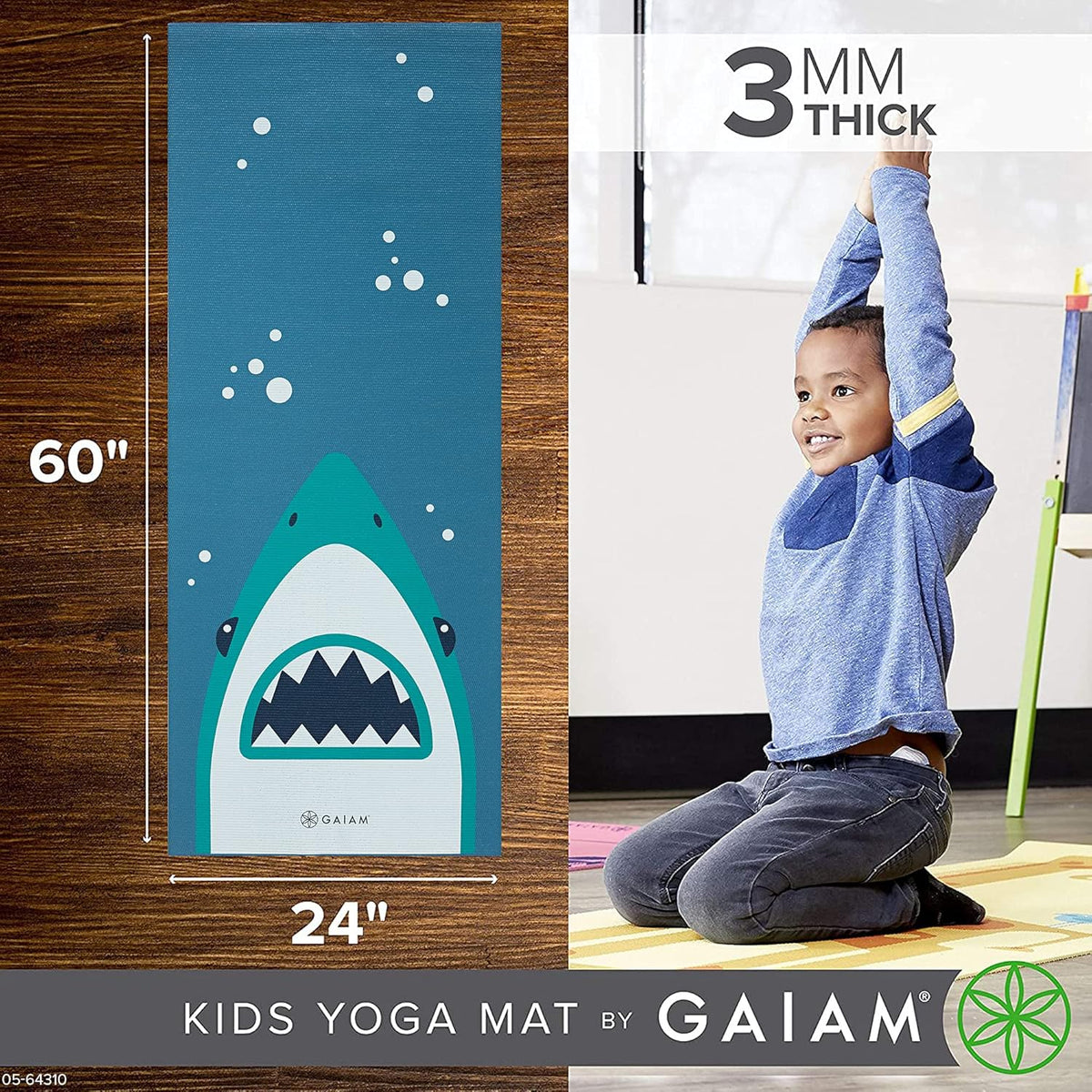 Kids Printed Yoga Mat, Non-Toxic, Fun Design, 3mm