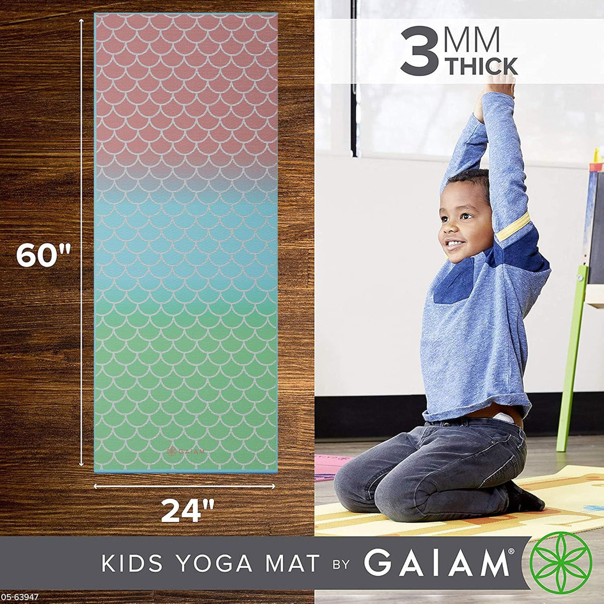 Kids Printed Yoga Mat, Non-Toxic, Fun Design, 3mm