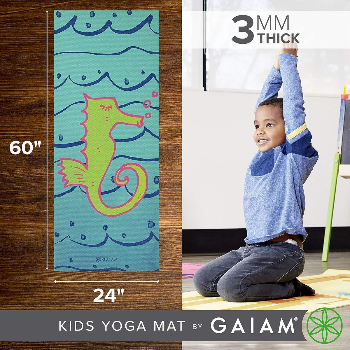 Kids Printed Yoga Mat, Non-Toxic, Fun Design, 3mm