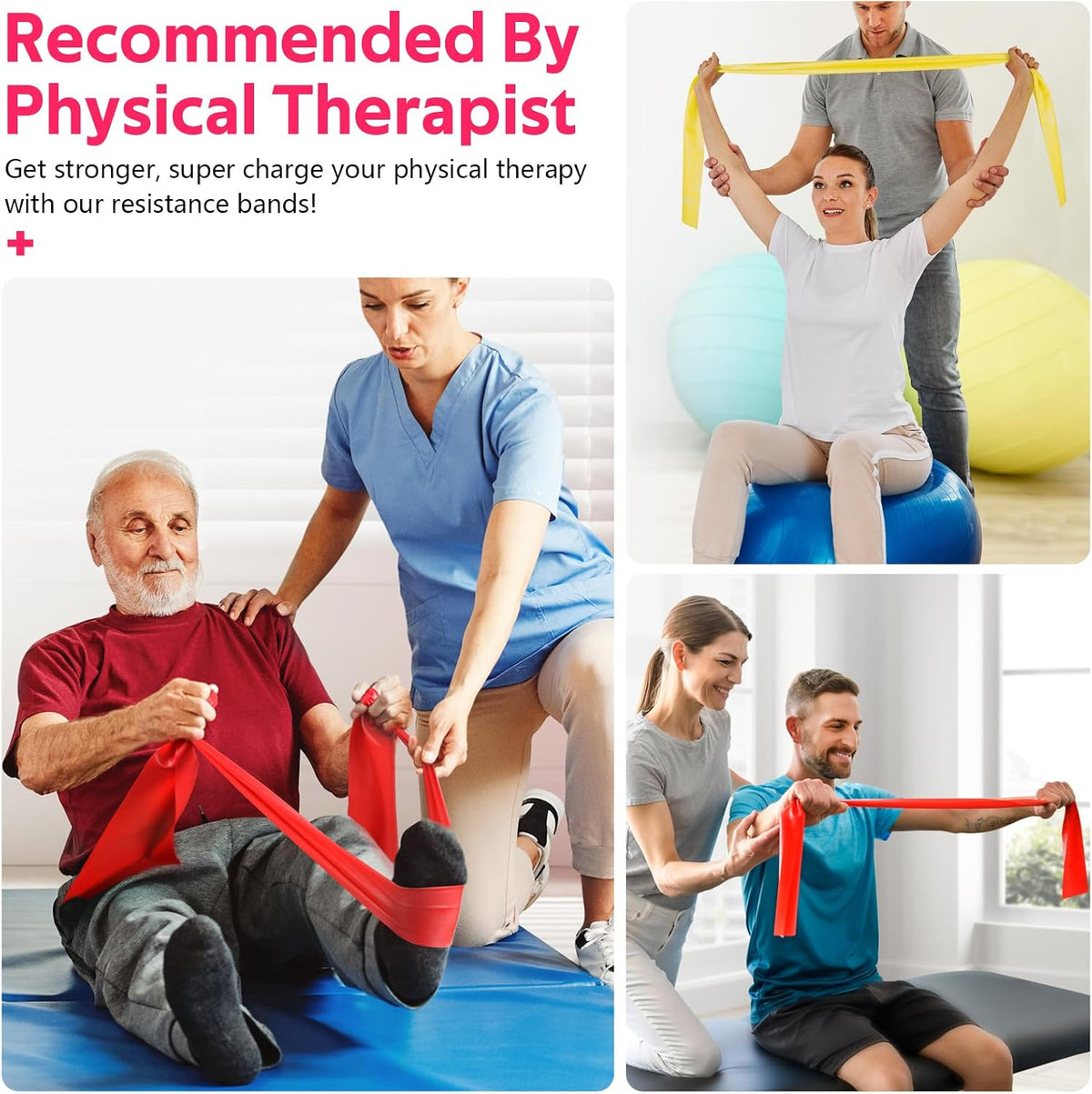 Resistance Bands Set, Exercise Bands for Physical Therapy, Pilates, Yoga