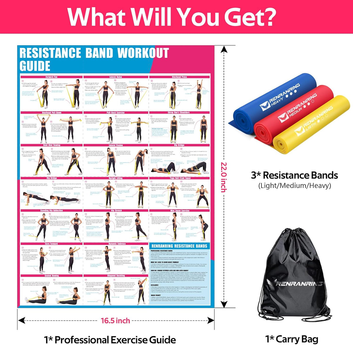 Resistance Bands Set, Exercise Bands for Physical Therapy, Pilates, Yoga