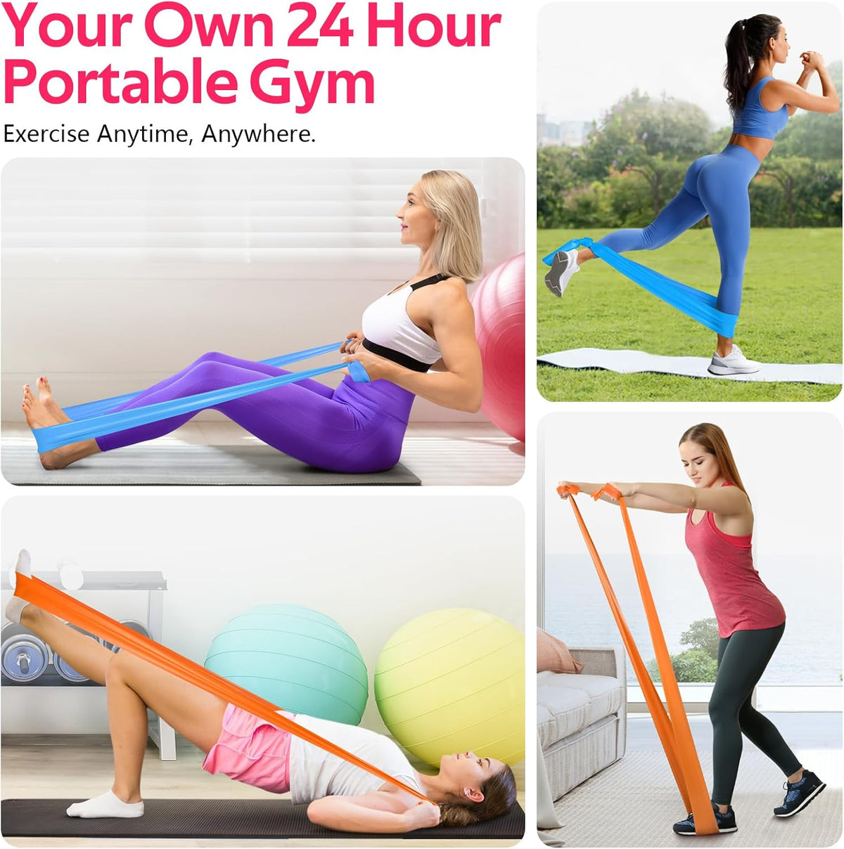 Resistance Bands Set, Exercise Bands for Physical Therapy, Pilates, Yoga