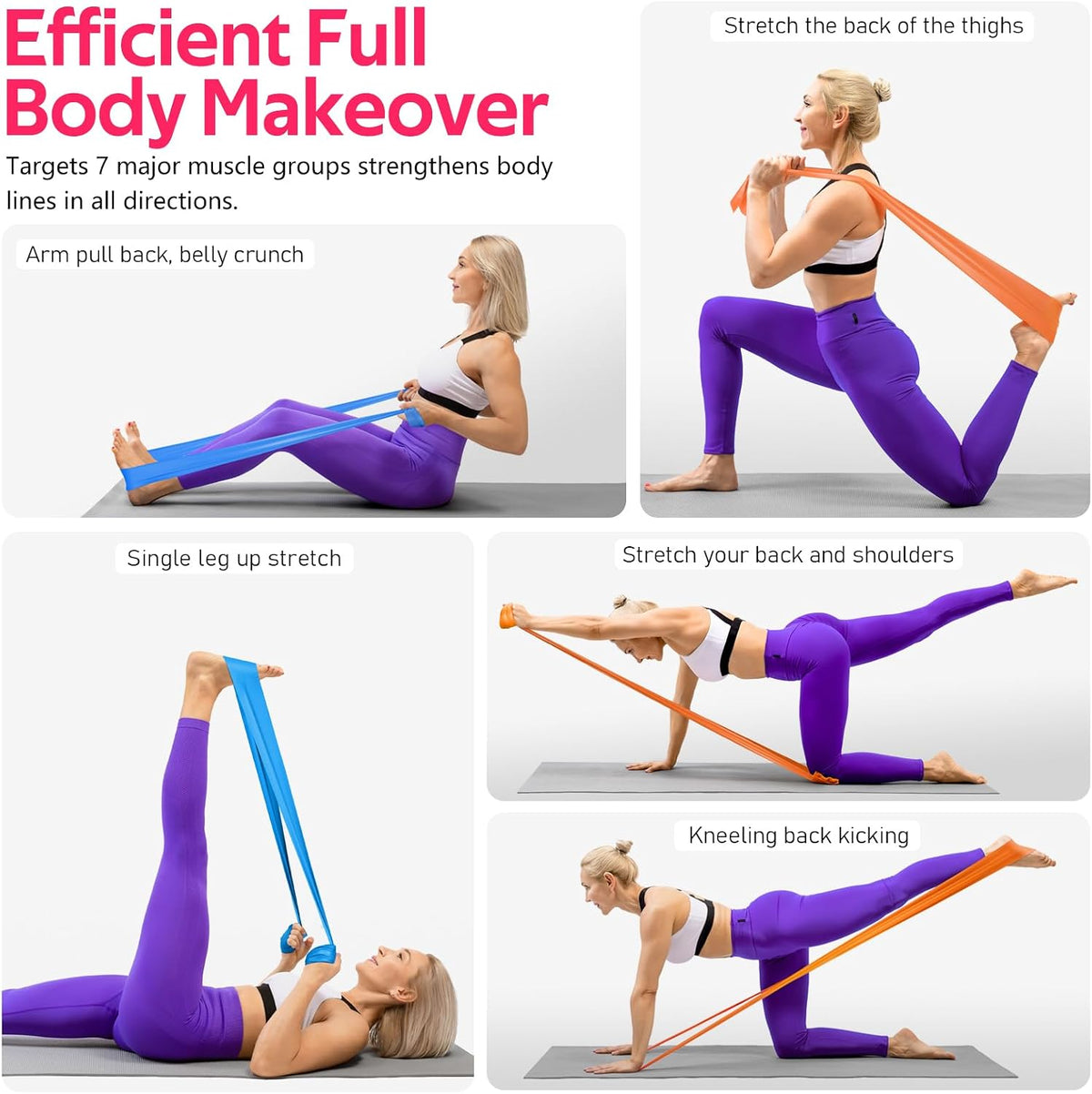 Resistance Bands Set, Exercise Bands for Physical Therapy, Pilates, Yoga