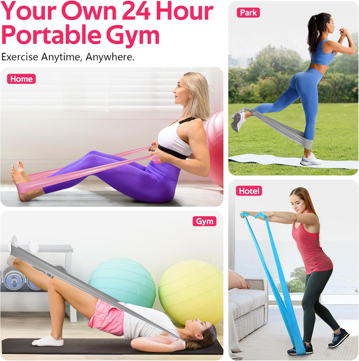 Resistance Bands Set, Exercise Bands for Physical Therapy, Pilates, Yoga