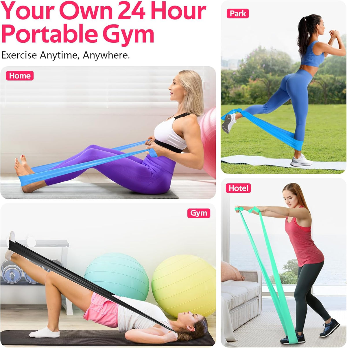 Resistance Bands Set, Exercise Bands for Physical Therapy, Pilates, Yoga