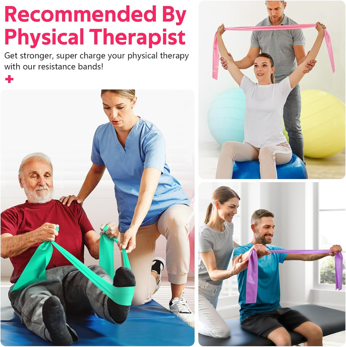 Resistance Bands Set, Exercise Bands for Physical Therapy, Pilates, Yoga