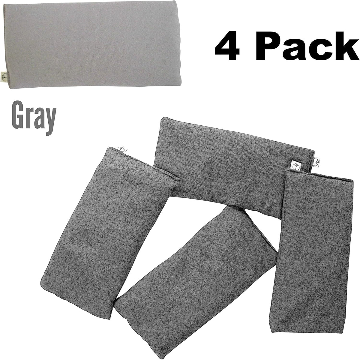 Pack of (4) Unscented Organic Flax Seed Eye Pillows 8.5 x 4 Soft Cotton Flannel - Soothing & Relaxing - Yoga Massage Sleep Meditation