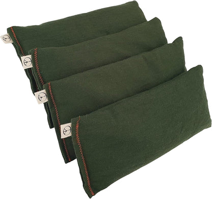 Pack of (4) Unscented Organic Flax Seed Eye Pillows 8.5 x 4 Soft Cotton Flannel - Soothing & Relaxing - Yoga Massage Sleep Meditation
