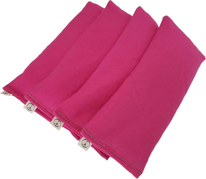 Pack of (4) Unscented Organic Flax Seed Eye Pillows 8.5 x 4 Soft Cotton Flannel - Soothing & Relaxing - Yoga Massage Sleep Meditation