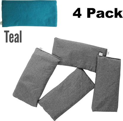 Pack of (4) Unscented Organic Flax Seed Eye Pillows 8.5 x 4 Soft Cotton Flannel - Soothing & Relaxing - Yoga Massage Sleep Meditation