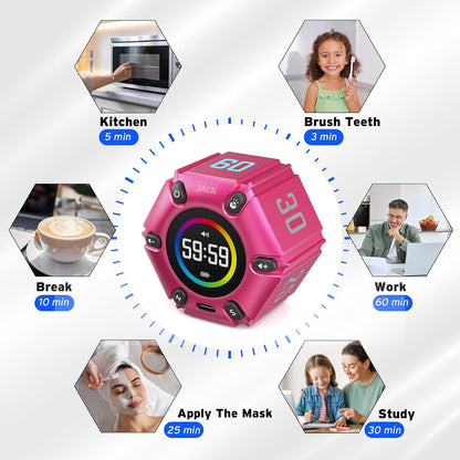 Smart FILP Pomodoro Timer 3/5/10/25/30/60min Preset, Silent & Sound Alarm