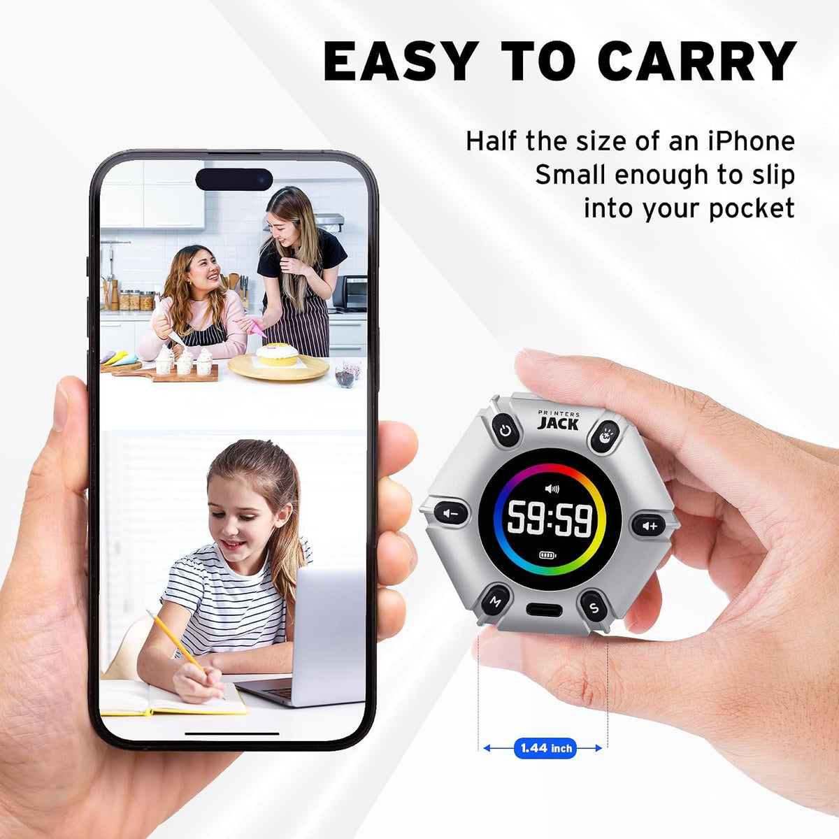 Smart FILP Pomodoro Timer 3/5/10/25/30/60min Preset, Silent & Sound Alarm