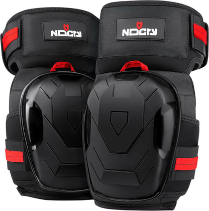 Professional Gel Knee Pads for Work — Heavy Duty Anti-Slip Cap, Extra Dual-Layer Foam and Cushion, Reinforced Adjustable Non-Slip Straps, Built-in Hangand Pull Loops, Fits Men Women, Black