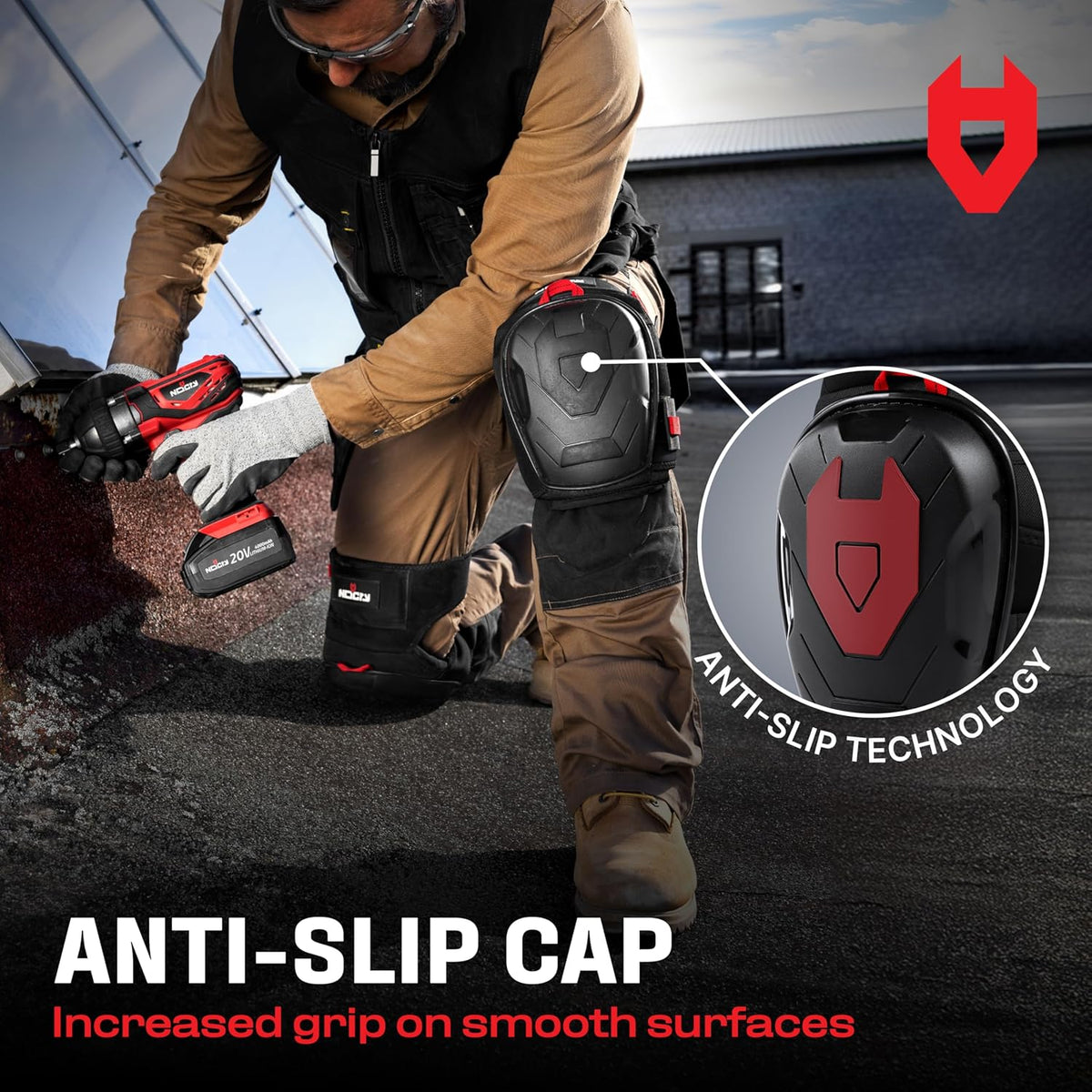 Professional Gel Knee Pads for Work — Heavy Duty Anti-Slip Cap, Extra Dual-Layer Foam and Cushion, Reinforced Adjustable Non-Slip Straps, Built-in Hangand Pull Loops, Fits Men Women, Black