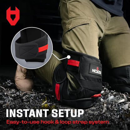 Professional Gel Knee Pads for Work — Heavy Duty Anti-Slip Cap, Extra Dual-Layer Foam and Cushion, Reinforced Adjustable Non-Slip Straps, Built-in Hangand Pull Loops, Fits Men Women, Black