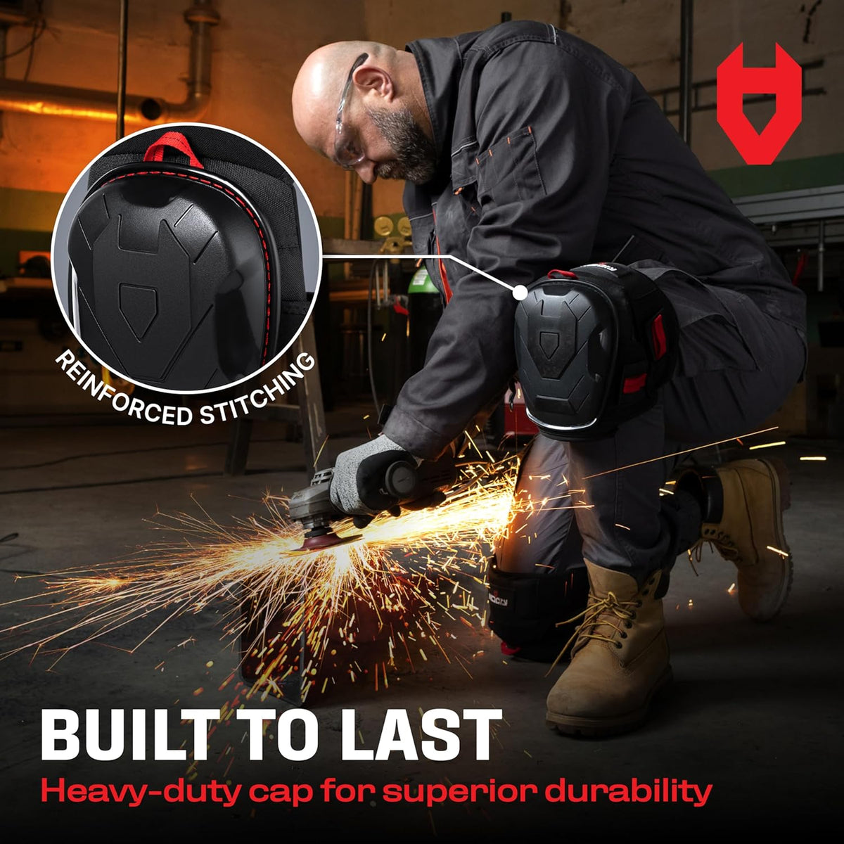 Professional Gel Knee Pads for Work — Heavy Duty Anti-Slip Cap, Extra Dual-Layer Foam and Cushion, Reinforced Adjustable Non-Slip Straps, Built-in Hangand Pull Loops, Fits Men Women, Black