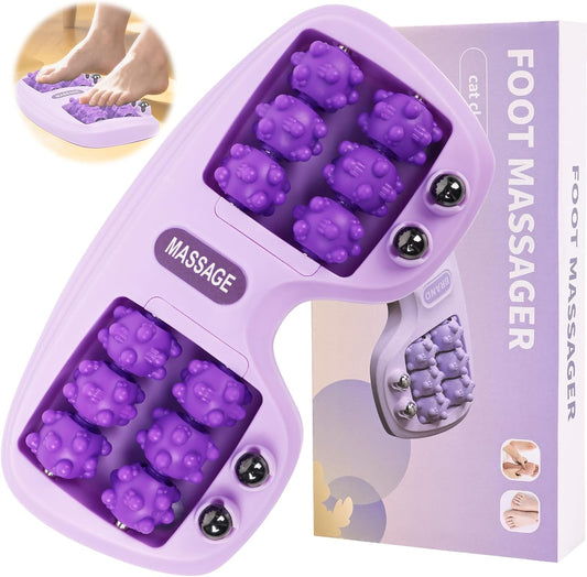 Double Foot Massage Roller for Plantar Fasciitis, Portable Dual Foot Roller Tool for Home Use(Purple)