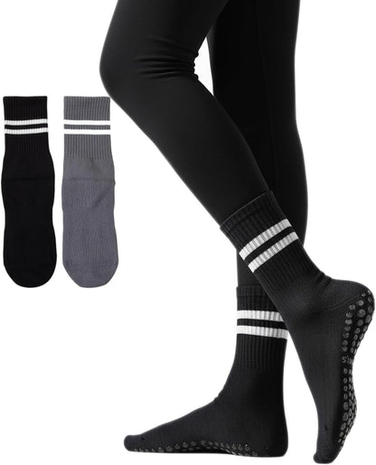 Womens Pilates Socks with Grips Non Slip Yoga Barre Gym Grippy Socks