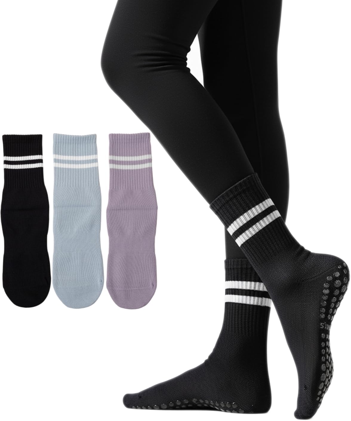 Womens Pilates Socks with Grips Non Slip Yoga Barre Gym Grippy Socks