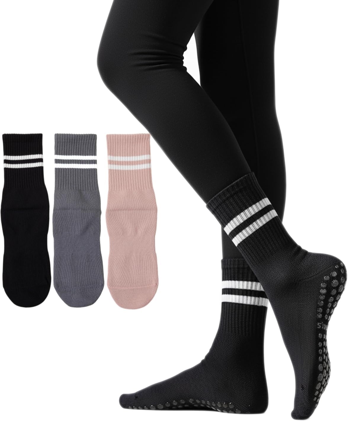 Womens Pilates Socks with Grips Non Slip Yoga Barre Gym Grippy Socks