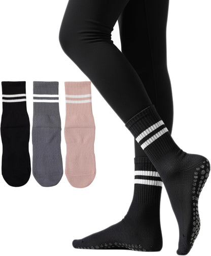 Womens Pilates Socks with Grips Non Slip Yoga Barre Gym Grippy Socks