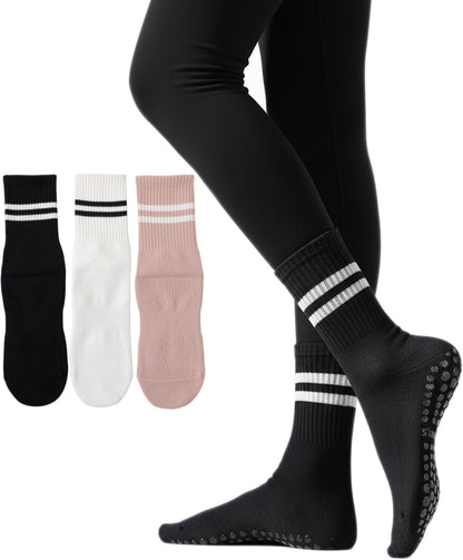 Womens Pilates Socks with Grips Non Slip Yoga Barre Gym Grippy Socks