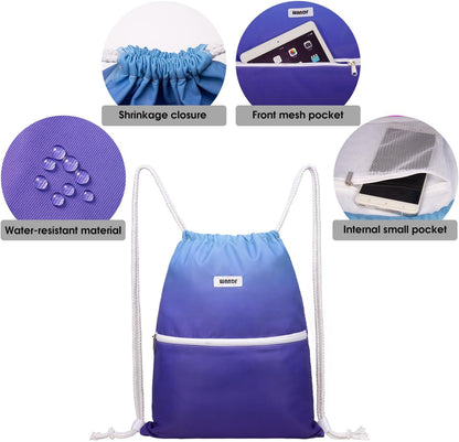 Drawstring Backpack, Gym Sackpack for Sports (Black)