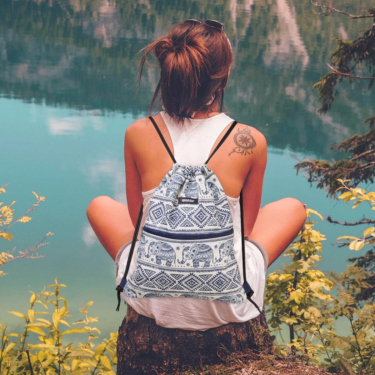 Drawstring Backpack, Gym Sackpack for Sports (Black)