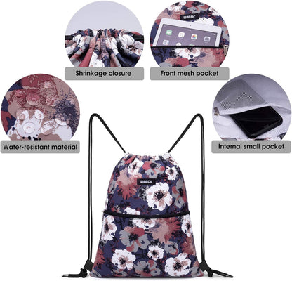 Drawstring Backpack, Gym Sackpack for Sports (Black)