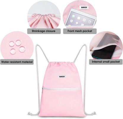 Drawstring Backpack, Gym Sackpack for Sports (Black)