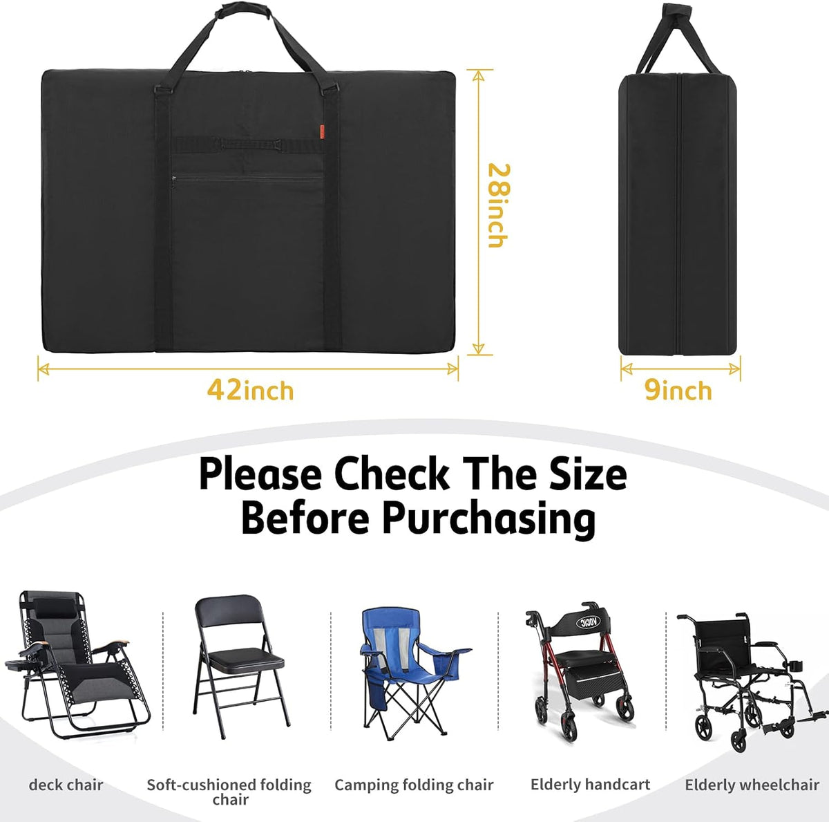 Heavy Duty Folding Chair Storage Bag, Extra Large Carrying Bag