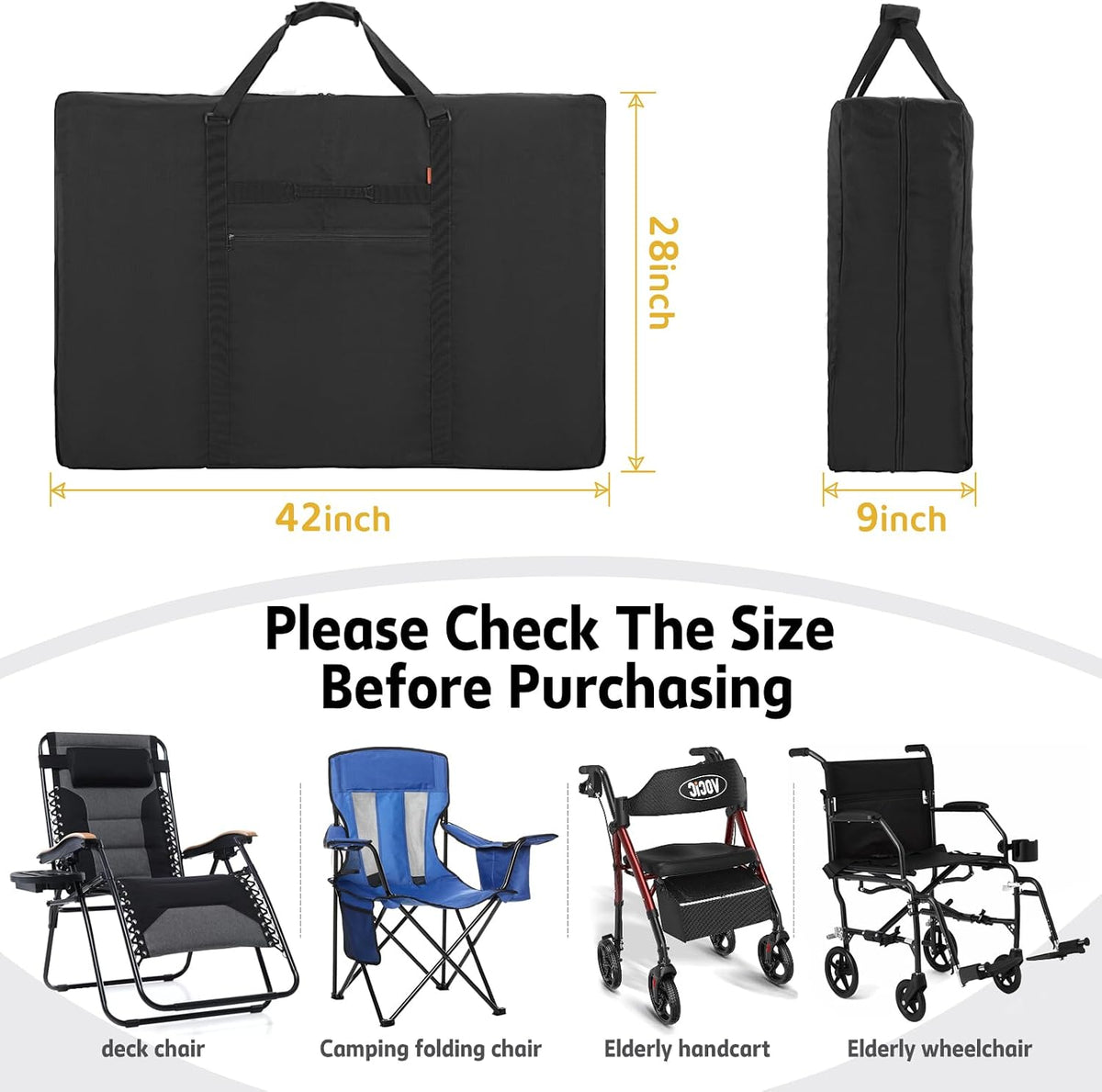 Heavy Duty Folding Chair Storage Bag, Extra Large Carrying Bag
