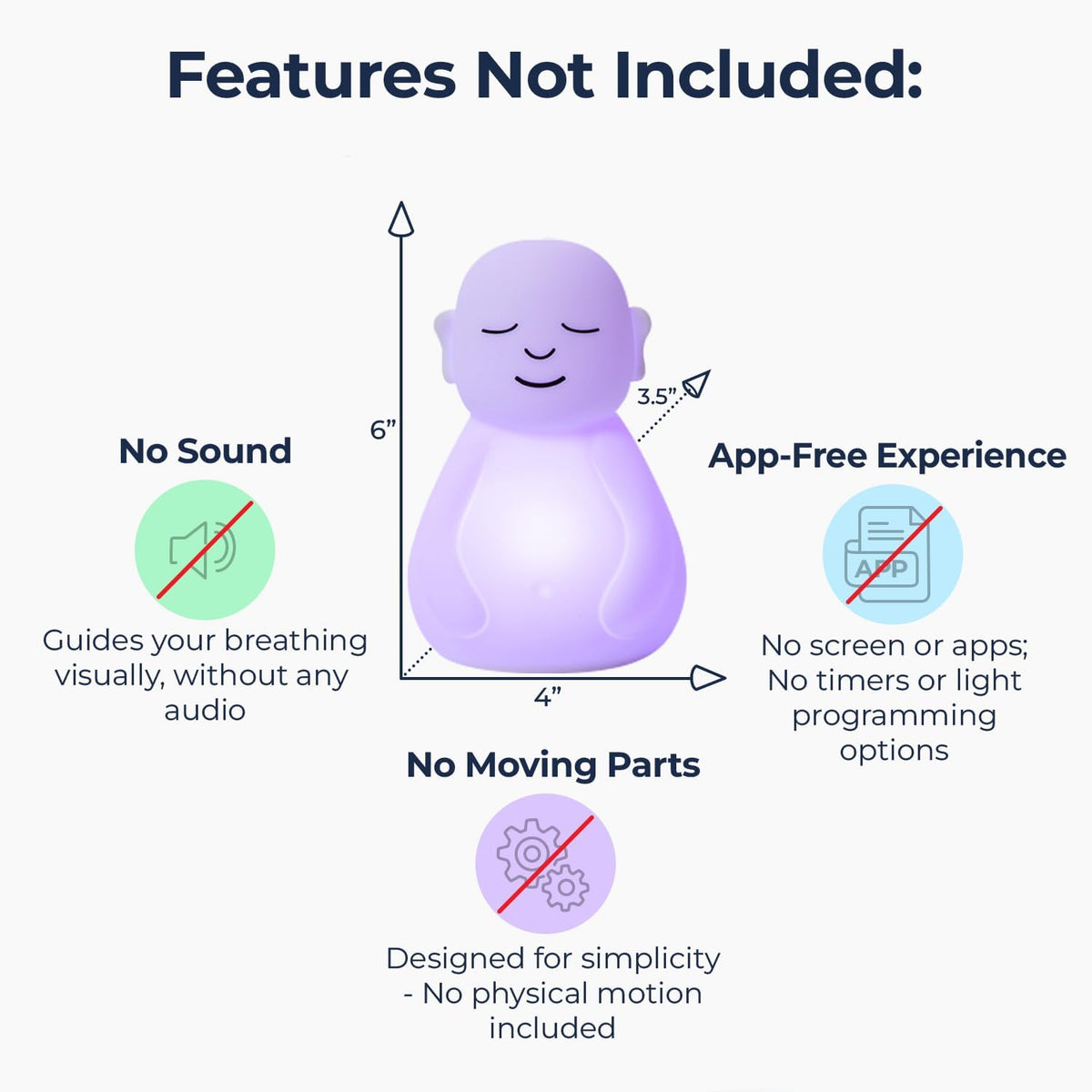 'Original Breathing Buddha' Guided Visual Meditation | 3 Modes to Slow Your Breathing & Calm Your Mind | Stress & Anxiety Relief | Wellness Gift | Adults, Kids, Classrooms | USB Rechargeable