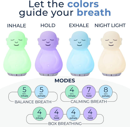 'Original Breathing Buddha' Guided Visual Meditation | 3 Modes to Slow Your Breathing & Calm Your Mind | Stress & Anxiety Relief | Wellness Gift | Adults, Kids, Classrooms | USB Rechargeable