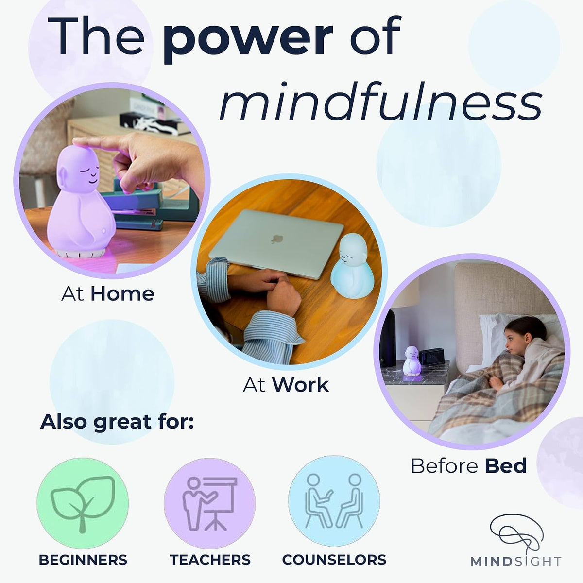 'Original Breathing Buddha' Guided Visual Meditation | 3 Modes to Slow Your Breathing & Calm Your Mind | Stress & Anxiety Relief | Wellness Gift | Adults, Kids, Classrooms | USB Rechargeable