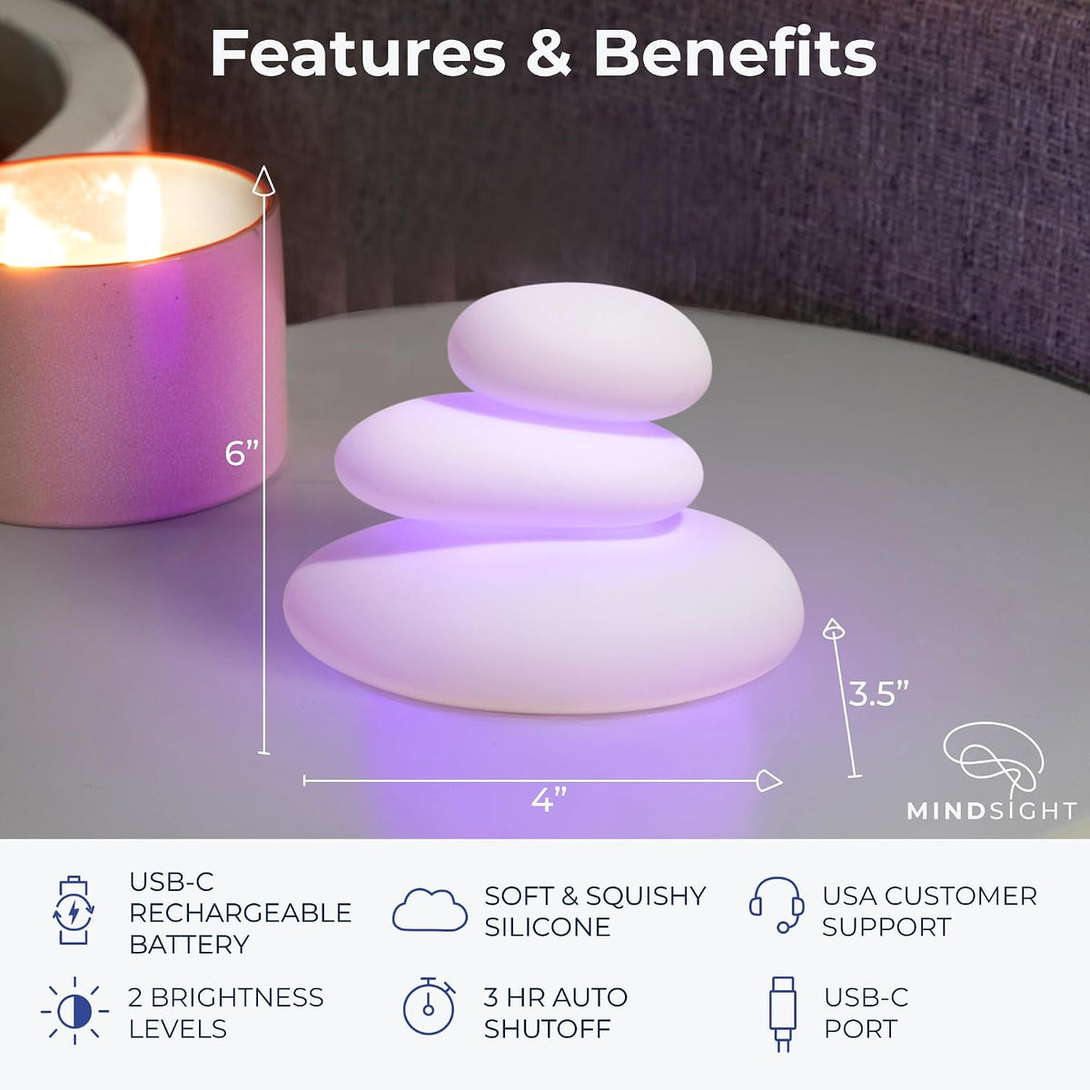 'Original Breathing Buddha' Guided Visual Meditation | 3 Modes to Slow Your Breathing & Calm Your Mind | Stress & Anxiety Relief | Wellness Gift | Adults, Kids, Classrooms | USB Rechargeable