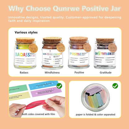 Mindfulness Affirmation Jar,90 Mindful Meditation Cards,Self Care Gifts