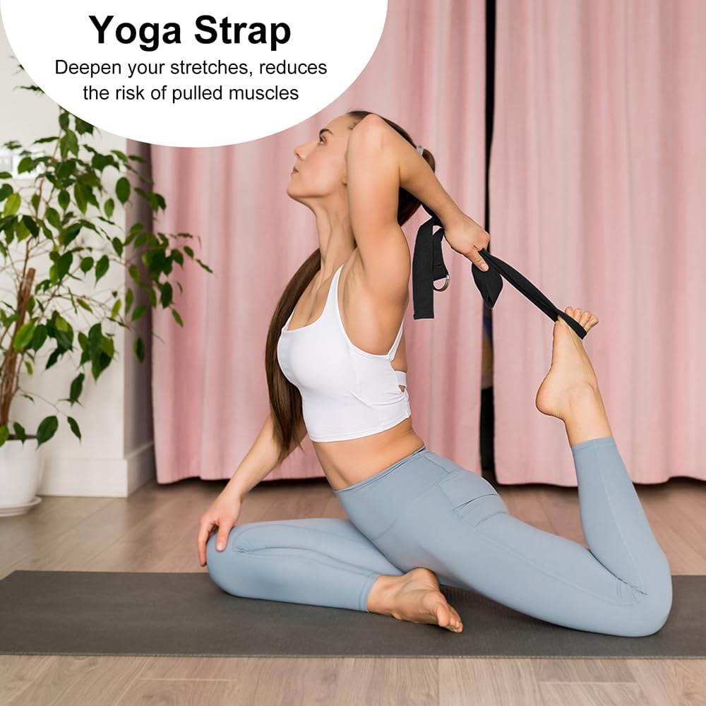 2 Yoga Block and 2 Yoga Strap Set,Non-slip EVA Foam Blocks, High Density Yoga Bricks with 6ft Strap, Supportive Latex-Free Yoga Block Accessories for Pilates