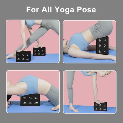 2 Yoga Block and 2 Yoga Strap Set,Non-slip EVA Foam Blocks, High Density Yoga Bricks with 6ft Strap, Supportive Latex-Free Yoga Block Accessories for Pilates