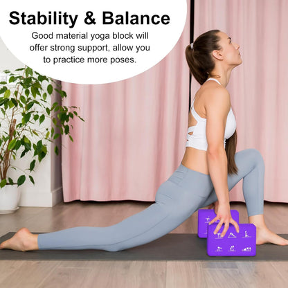 2 Yoga Block and 2 Yoga Strap Set,Non-slip EVA Foam Blocks, High Density Yoga Bricks with 6ft Strap, Supportive Latex-Free Yoga Block Accessories for Pilates