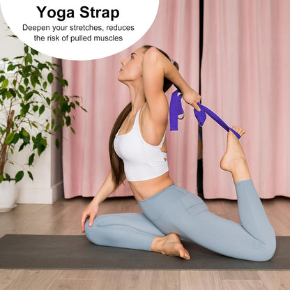 2 Yoga Block and 2 Yoga Strap Set,Non-slip EVA Foam Blocks, High Density Yoga Bricks with 6ft Strap, Supportive Latex-Free Yoga Block Accessories for Pilates