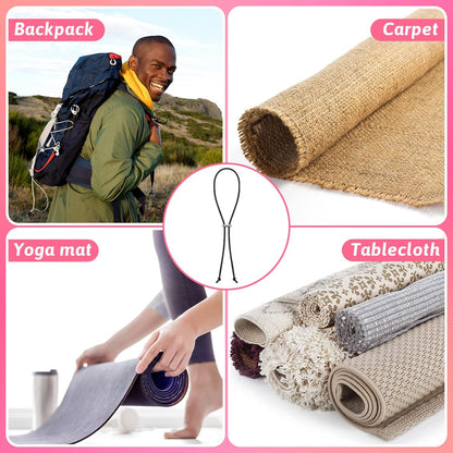 8 Pcs Yoga Mat Straps for Carrying Elastic Yoga Mat Band Storage Yoga Mat Carrier Strap for Exercise Carrying Most Size Mats, 8 Inches in Length, Black