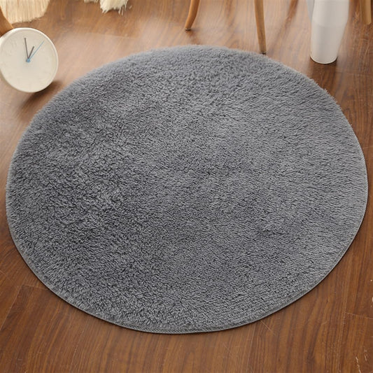 Plush Round Rug Soft Indoor Modern Area Rugs Yoga Mat for Children Bedroom Home Decor Nursery Grey 2 Feet
