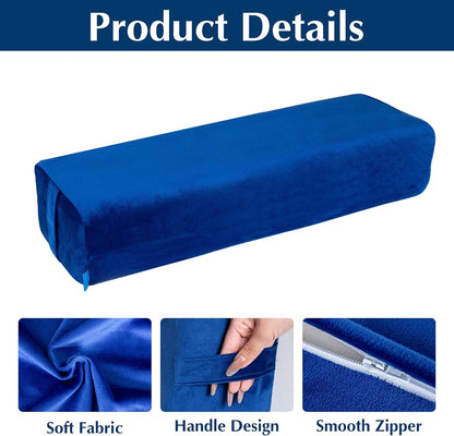 2-Pack Yoga Bolster Pillow Set: Rectangular & Cylinder Pillows for Meditation and Support, Yoga Pillows with Washable Velvet Cover, Triple-Layer Sponge with Carry Handle, Purple