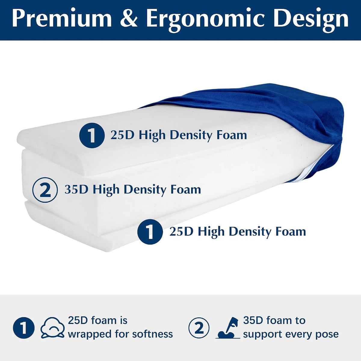 2-Pack Yoga Bolster Pillow Set: Rectangular & Cylinder Pillows for Meditation and Support, Yoga Pillows with Washable Velvet Cover, Triple-Layer Sponge with Carry Handle, Purple