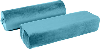 2-Pack Yoga Bolster Pillow Set: Rectangular & Cylinder Pillows for Meditation and Support, Yoga Pillows with Washable Velvet Cover, Triple-Layer Sponge with Carry Handle, Purple