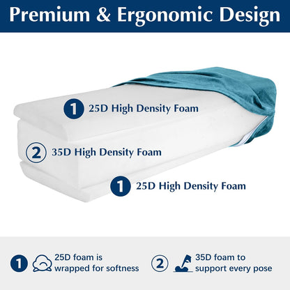 2-Pack Yoga Bolster Pillow Set: Rectangular & Cylinder Pillows for Meditation and Support, Yoga Pillows with Washable Velvet Cover, Triple-Layer Sponge with Carry Handle, Purple