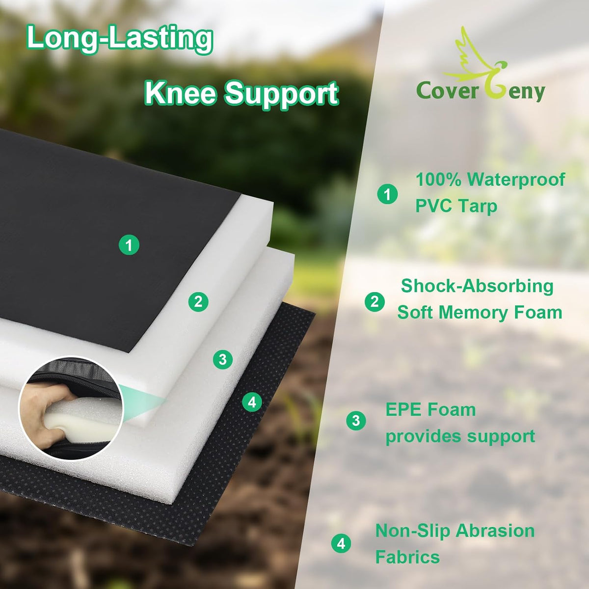 Extra Thick Soft Kneeling Pad for Men and Women, Waterproof Gardening Pads with Memory Foam, Yoga or Exercise Cleaning Knee Cushion, Collapsible Kneeling Mat Non-Slip Bottom Lightweight, Garden Gifts